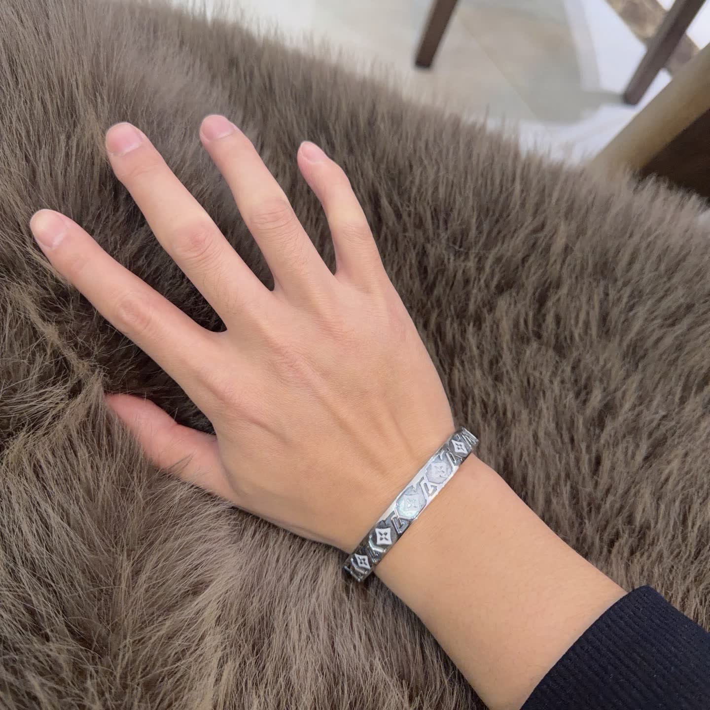Louis Vuitton Silver Monogram Bracelet